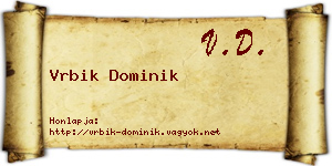 Vrbik Dominik névjegykártya